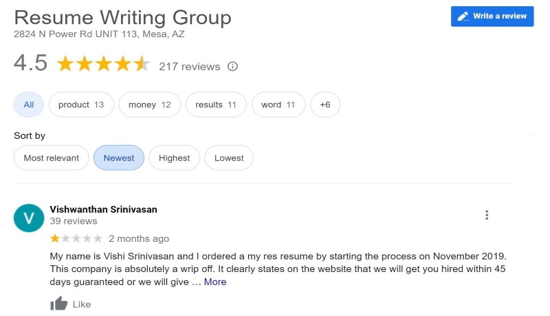 resume writing group com
