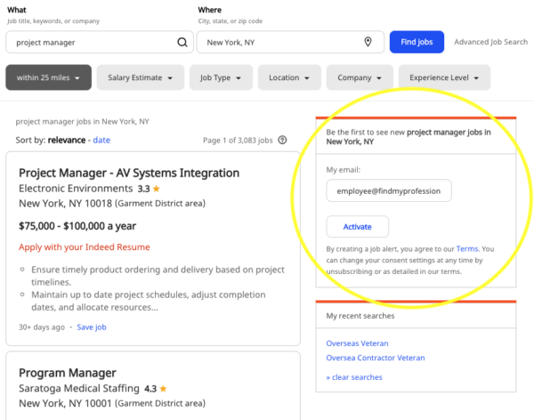 how to set up resume alerts on indeed