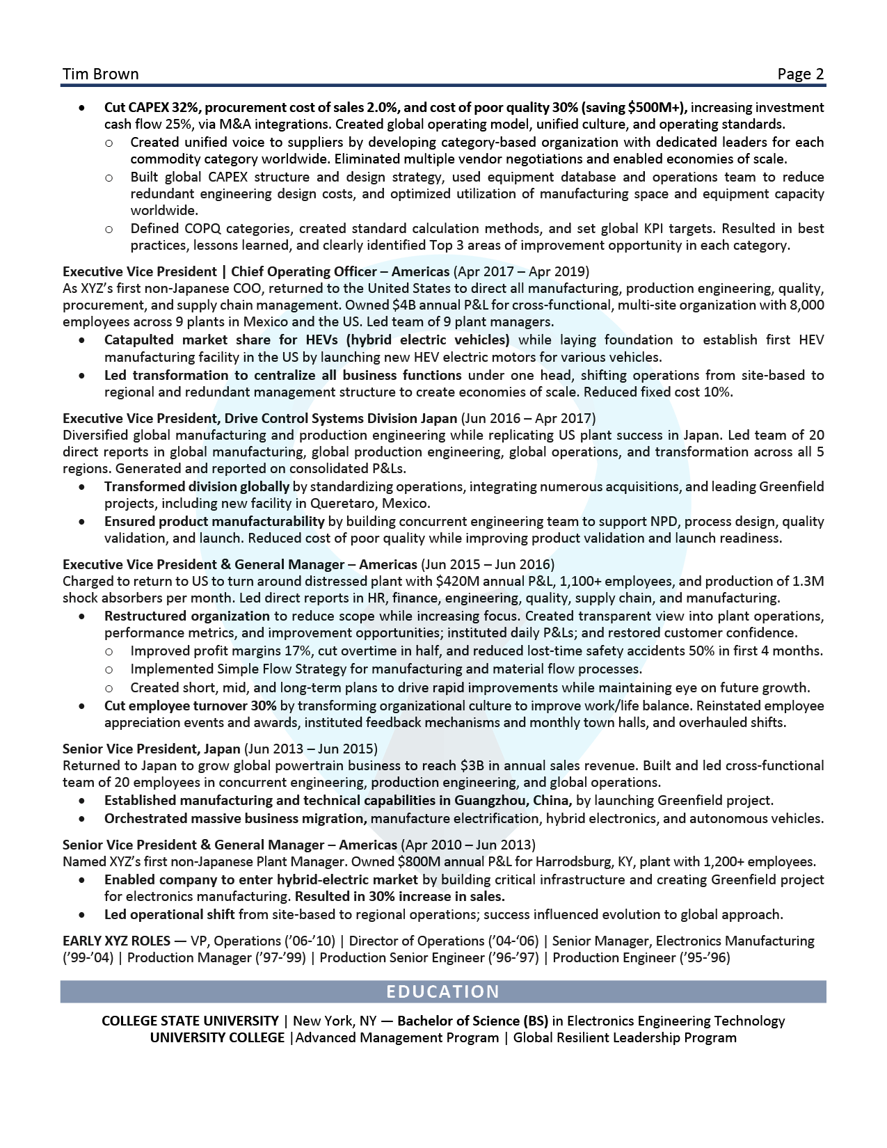 C-Level Resume Sample: CPO