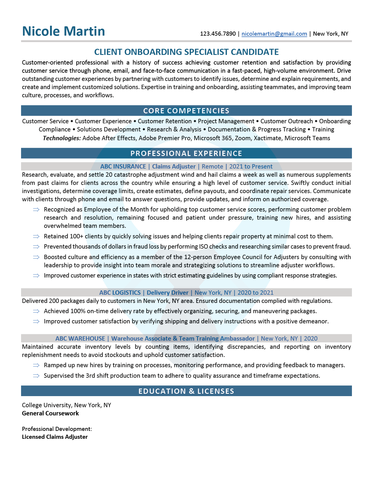 Entry-Level Resume Sample - Customer Success