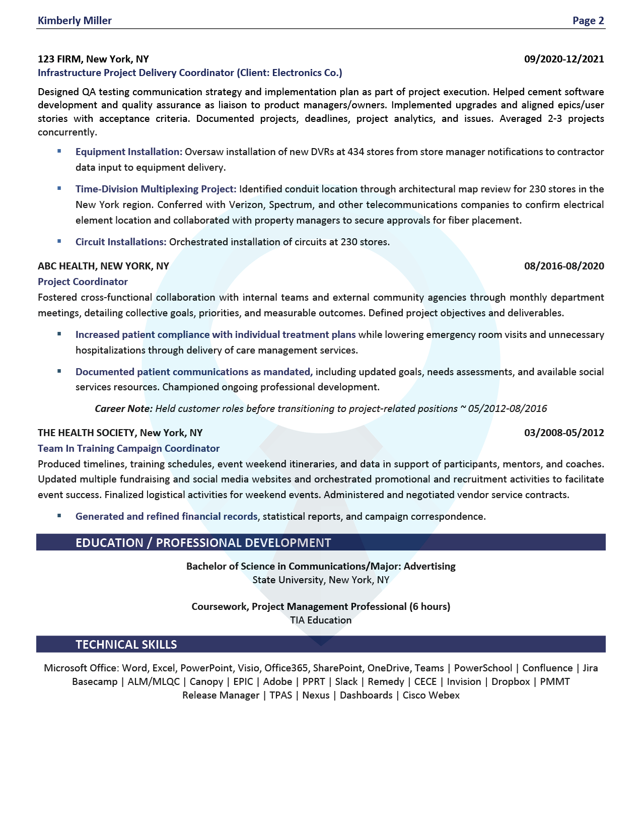 Professional Resume Sample: IT Project Manager