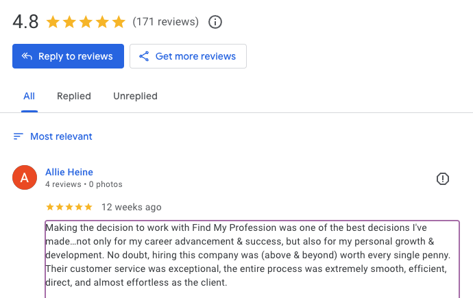 Find My Profession Reviews Google