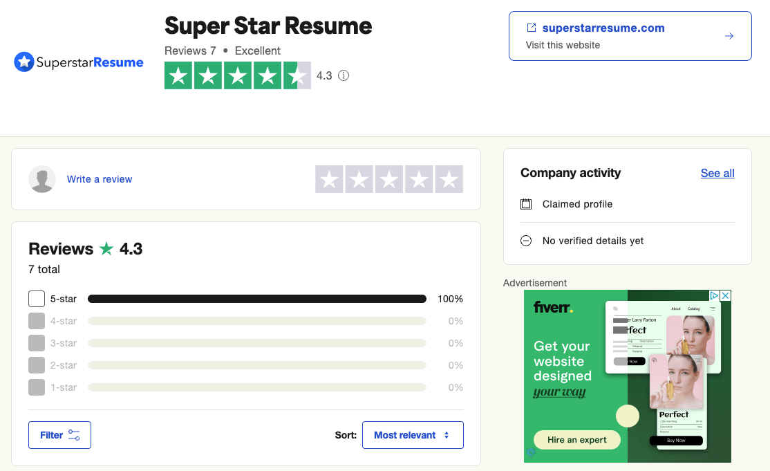 SuperStar Resumes Trustpilot Reviews