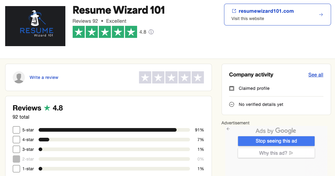 Resume Wizard 101 - Trustpilot Reviews