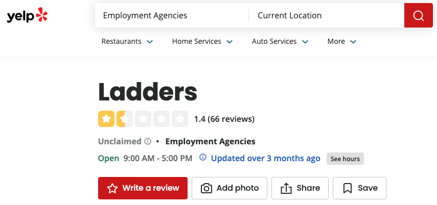 The Ladders Yelp Reviews